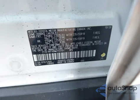 2021 Toyota Rav4 Xle Premium из США, поврежденный, VIN 2T3C1RFV0MW113191